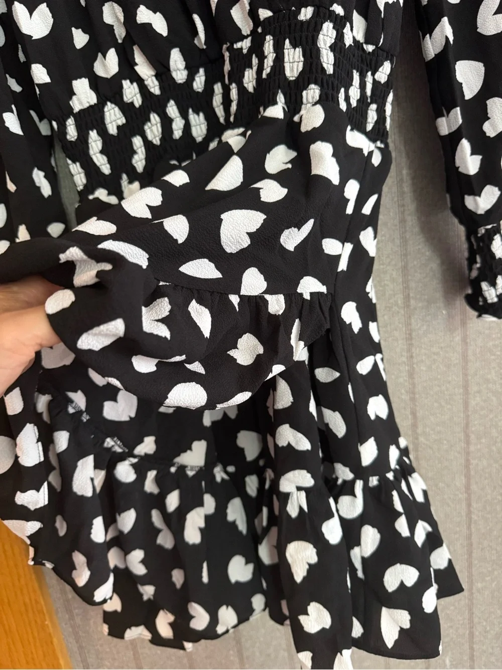 NWT Michael Kors Black Midi Dress with White Heart Print XXS